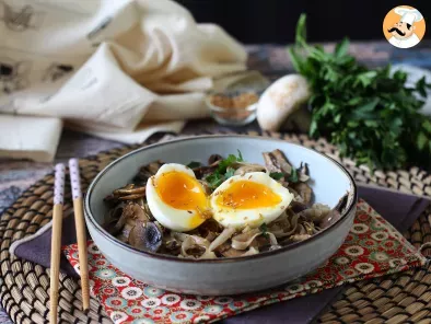 Rice noodles with mushrooms and their soft-boiled egg! - photo 3