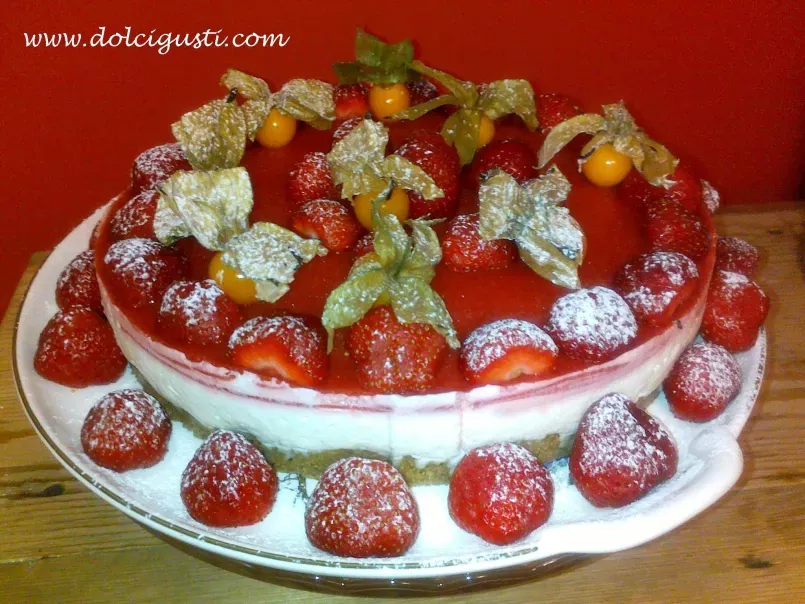 ricotta mousse with strawberry jelly