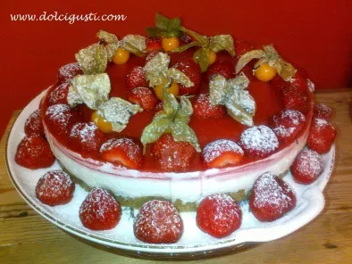 ricotta mousse with strawberry jelly