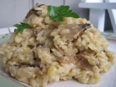 Risotto with Porcini Mushrooms, Leeks and Gruyere