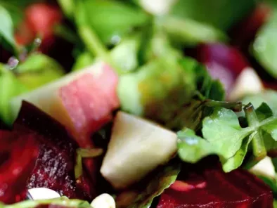 Roasted Beets, Watercress and Apple Salad with Pomegranate Dressing