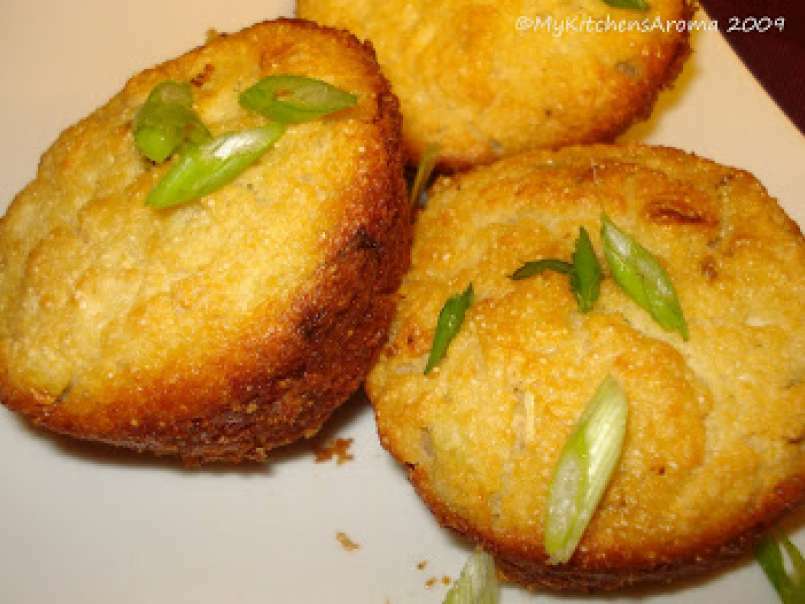 Savory 'Black gram/Urad dal' muffins with spring onions/ Baked 'Medu Vadas'/Appe - photo 2