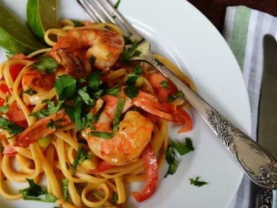 Shrimp with Linguine and Peanut Butter Sauce