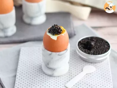 Soft-boiled egg with caviar
