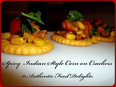 Spicy Indian Style Corn On Crackers