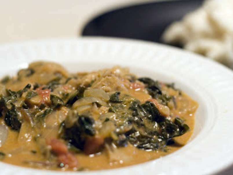 Spicy West African Style Greens & Peanut Stew with Fufu