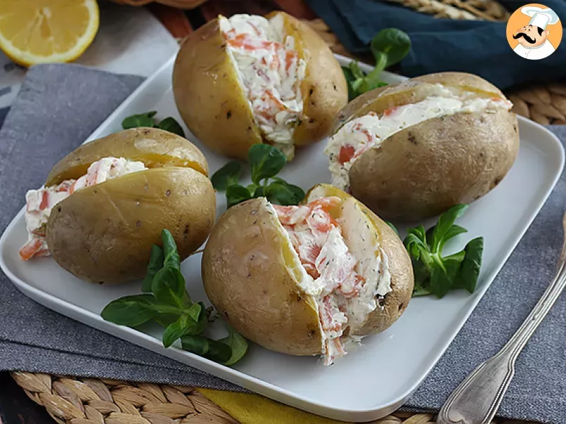 Stuffed potatoes with cream cheese and salmon - photo 2