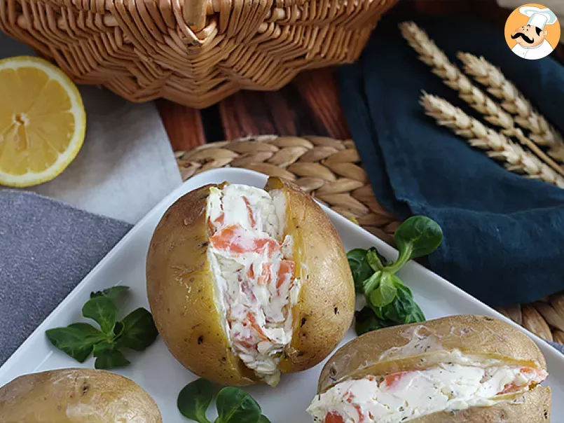 Stuffed potatoes with cream cheese and salmon - photo 3