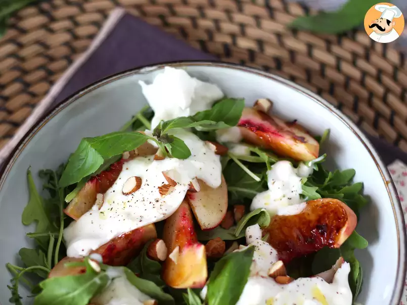 Sweet and sour salad with roasted peaches and burrata ! - photo 4
