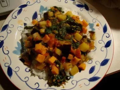 Sweet Potato, Eggplant, Tomato, and Spinach Curry