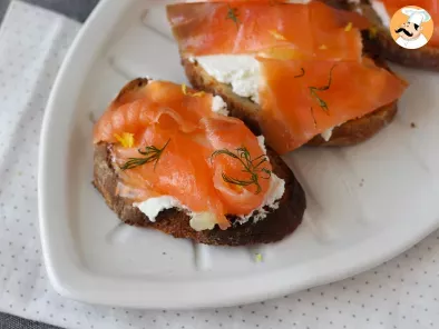Toasts with smoked salmon and goatcheese - photo 3