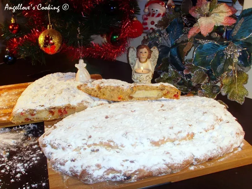 Traditional German Christmas Stollen with Almond Marzipan