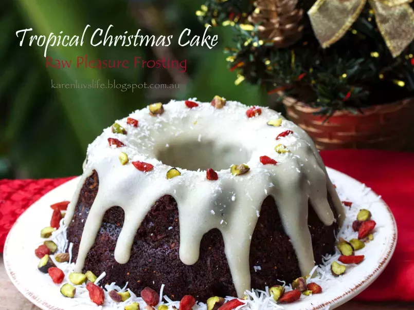 Tropical Christmas Fruit Cake with Raw Pleasure Frosting