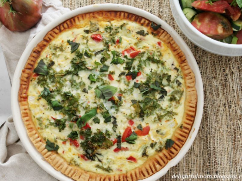 Vegetable Quiche Made With Fresh Tomatoes Spinach Basil And Goat