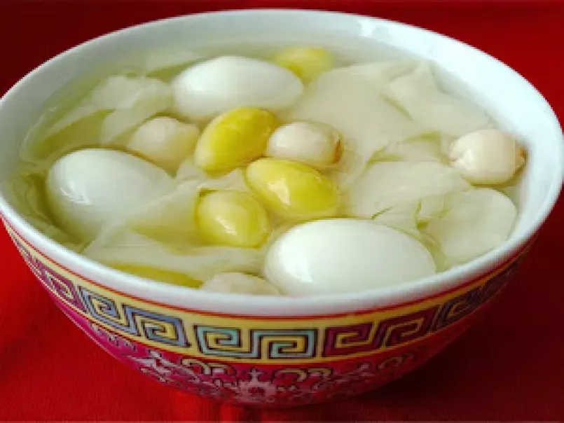 Wanton Wrappers With Quail Eggs, Lotus Seeds and Gingkos Sweet Soup - photo 2