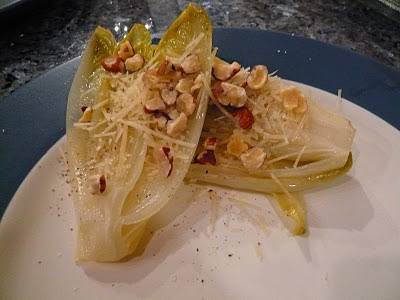 Warm Endive Salad with Parmesan and Hazelnuts 