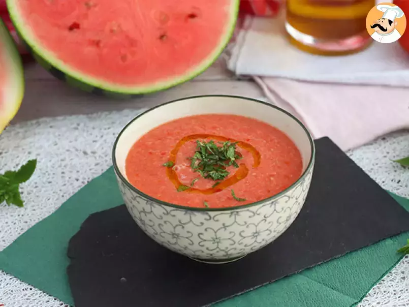 Watermelon and tomato fresh soup