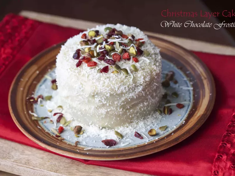 White Chocolate Frosted Christmas Layer Cake