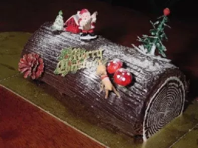 Yule Log Cake for Christmas or New Year's Eve