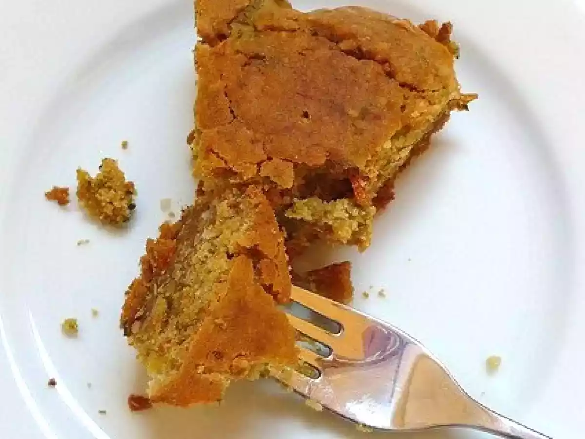 Zucchini cake with zucchini flowers