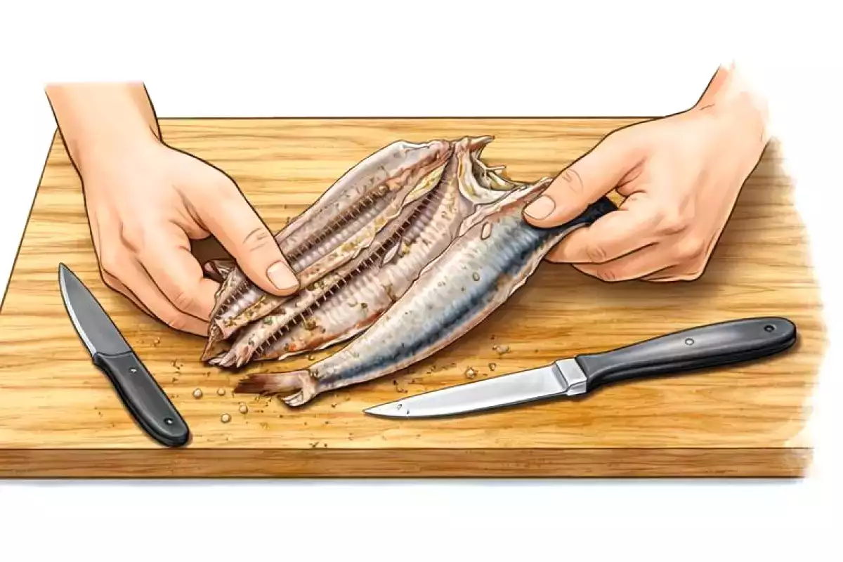 2. Technique for fresh sardines: the book cut