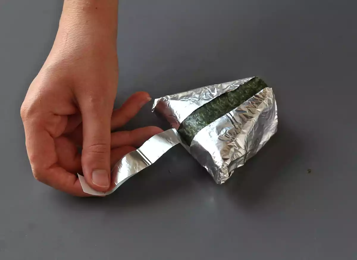 Step 8: open the onigiri for tasting