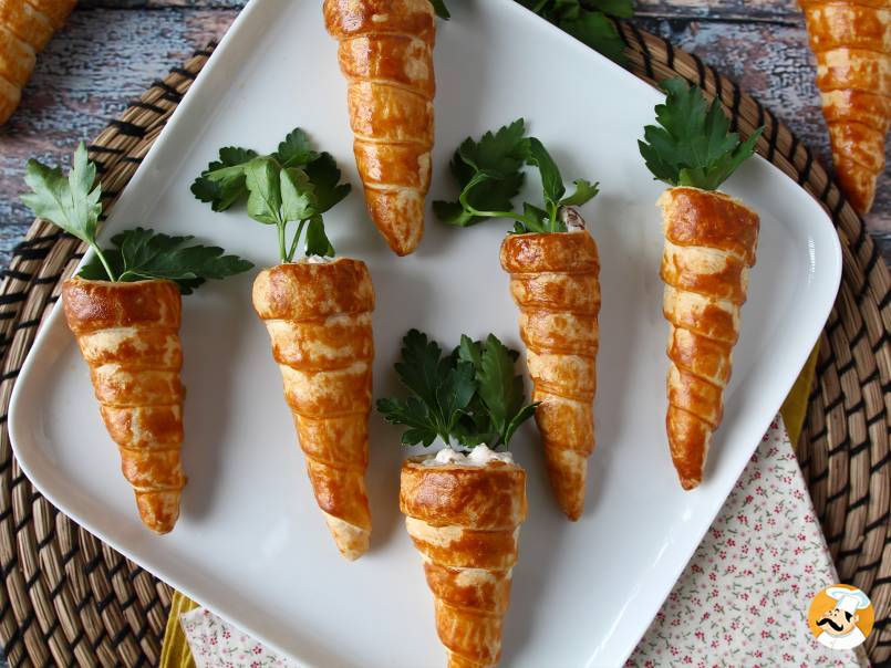 Puff pastry carrots with goat cream cheese