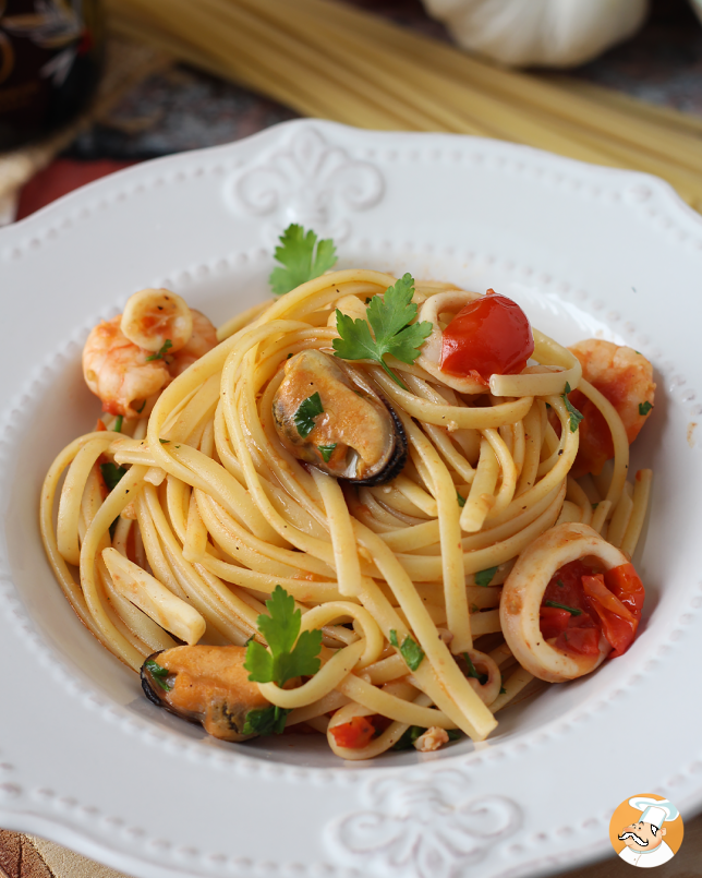 9. Linguine with frozen seafood