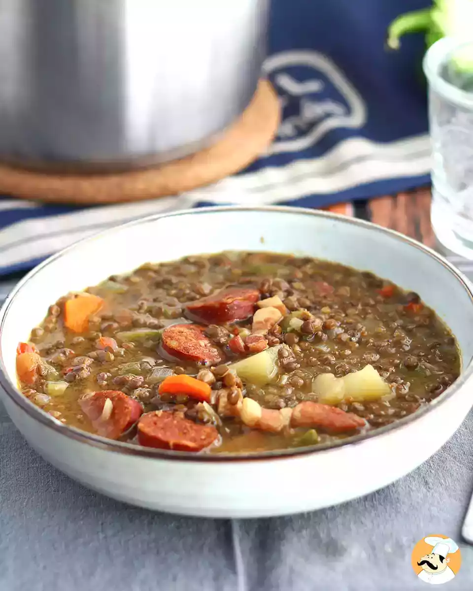 Homemade lentils with chorizo