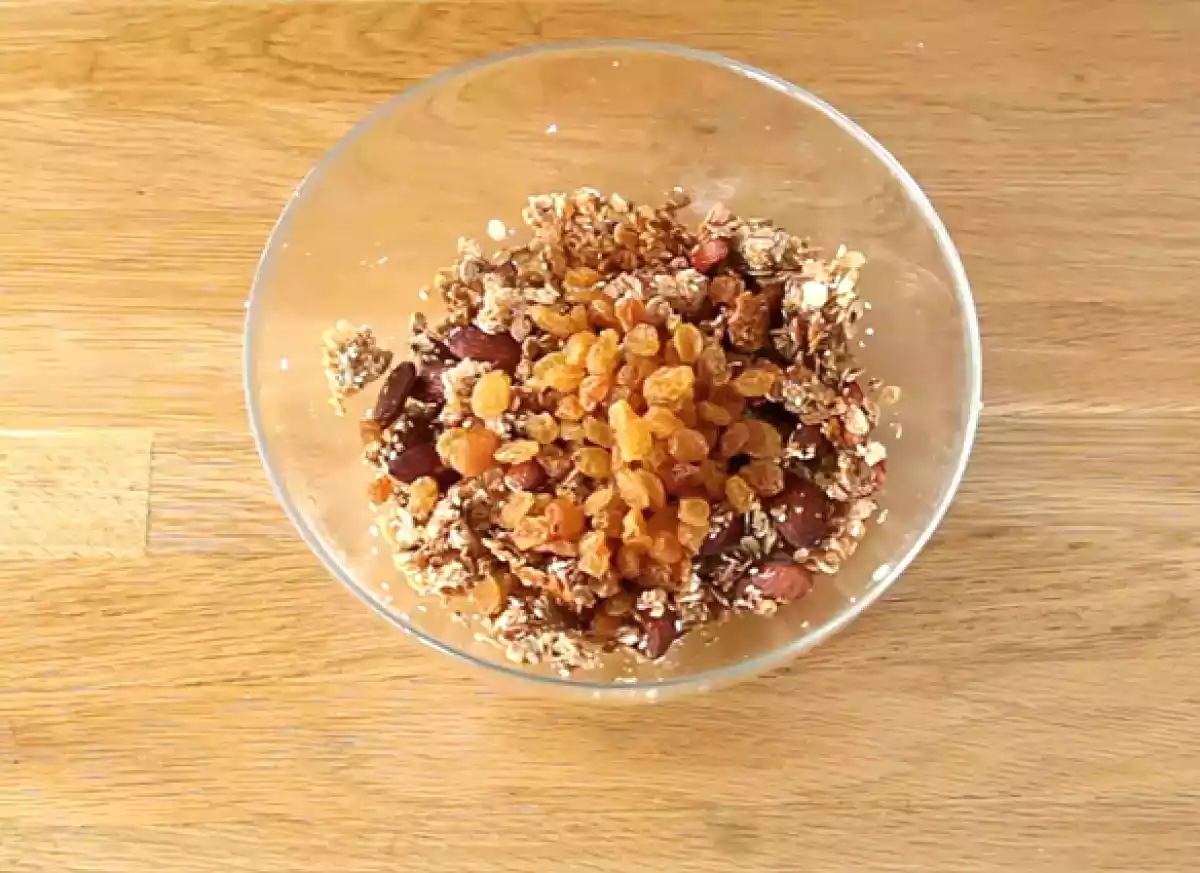 5. Cool and add the raisins.