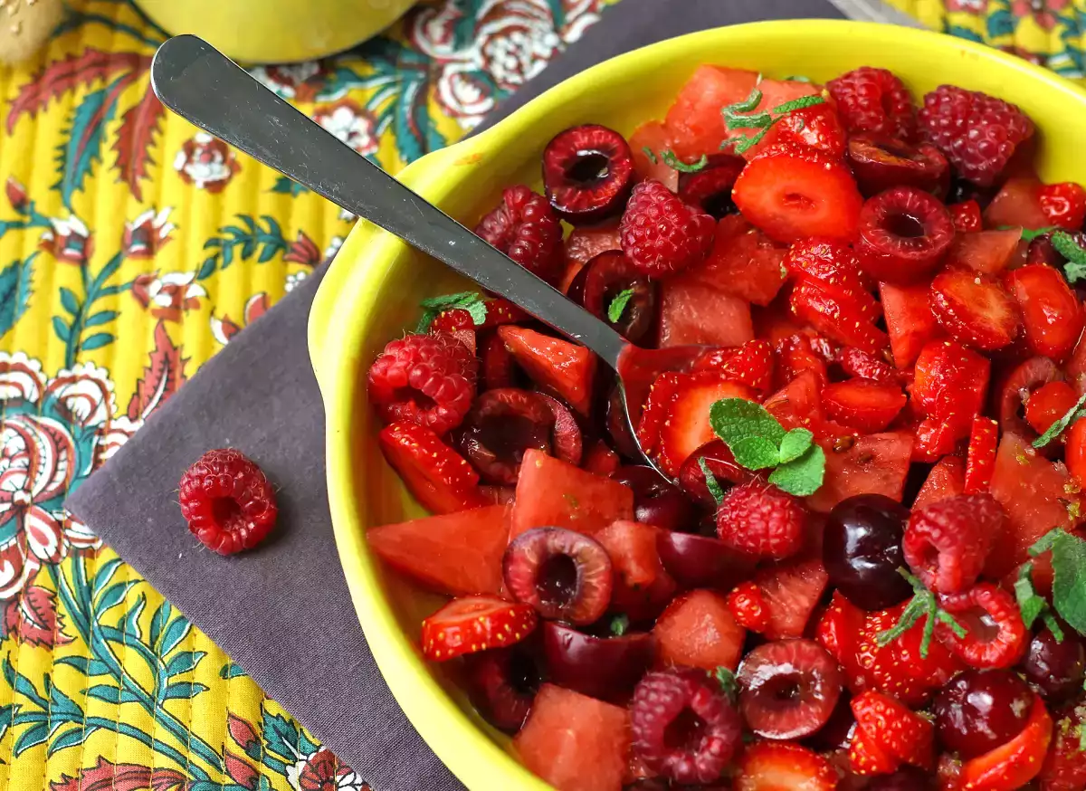 Our red fruit and watermelon salad