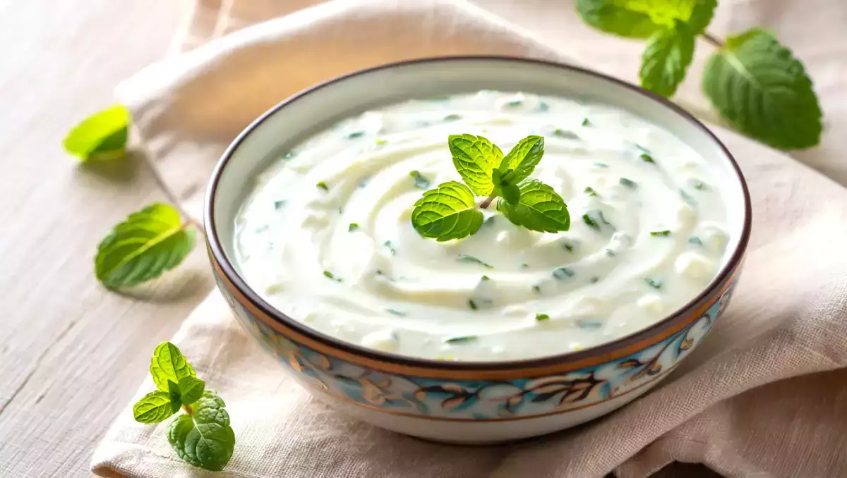 Quick greek yogurt sauce with mint: perfect for summer & meal prep