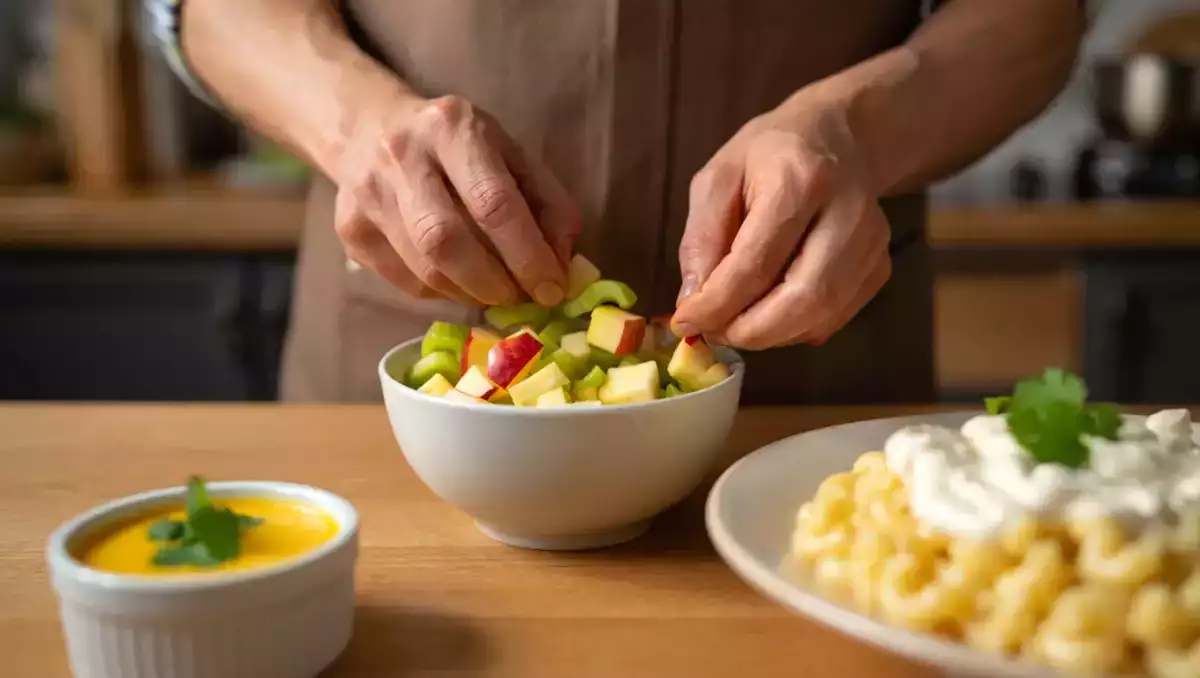 June 20 daily menu: start with creamy corn soup and finish with a light, zesty fruity salad