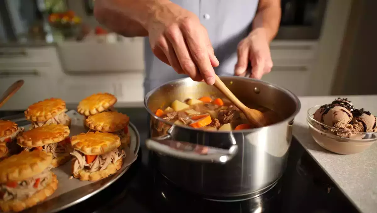 Daily menu, August 31: indulge in mini turkey pot pies, hearty pot-au-feu, and decadent double chocolate cheesecake ice cream