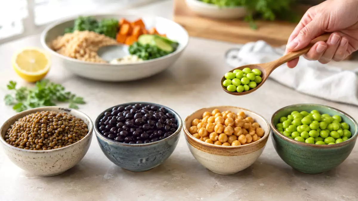 How much protein and fibre do lentils, beans, chickpeas and edamame actually give per portion?