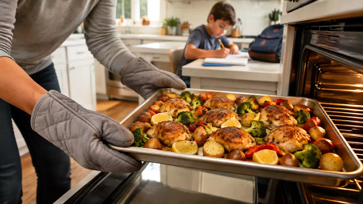 School-night dinner feels impossible? Let the sheet pan do the work