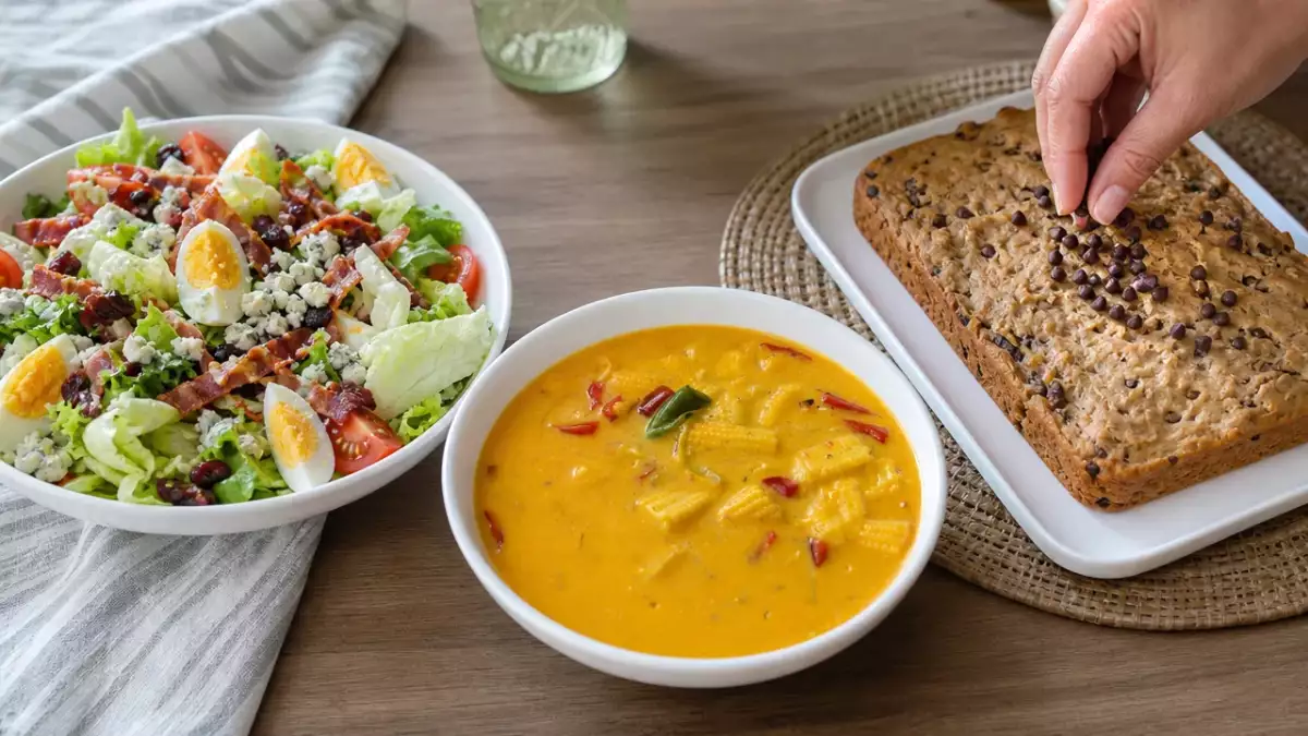 Daily Menu, September 29: a delightful bacon berry blue salad, aromatic thai yellow curry, and indulgent vegan banana bread