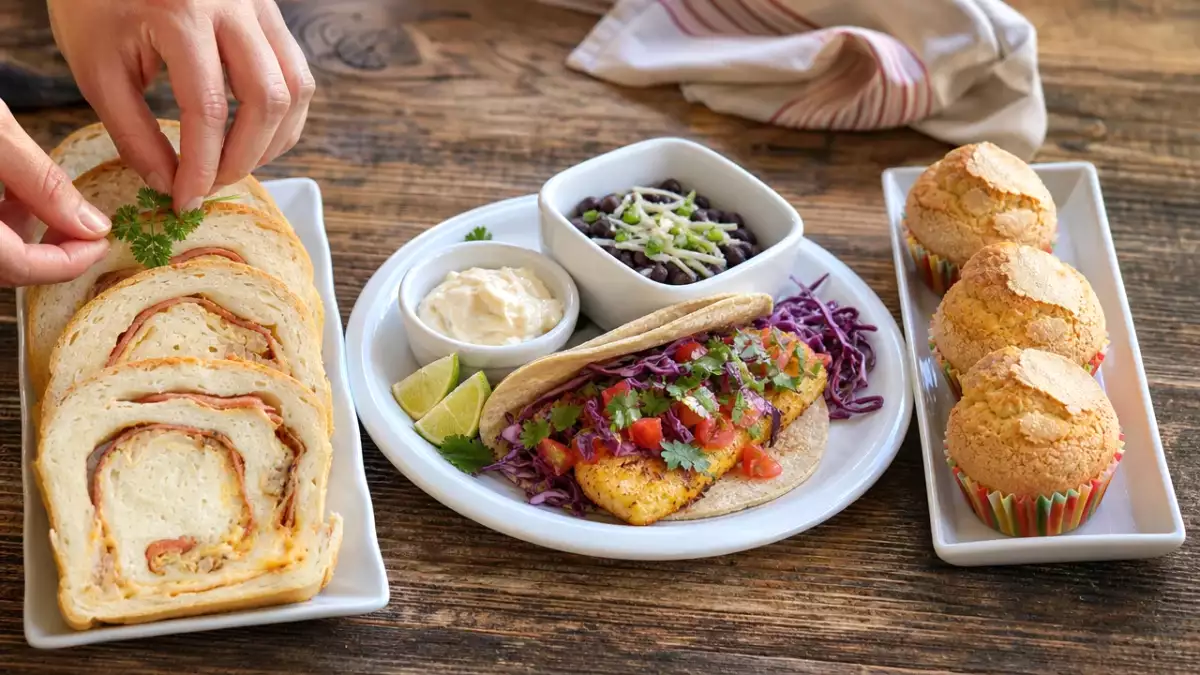 Daily Menu, September 30: a delightful club sandwich roll, flavorful fish tacos, and sweet magdalenas