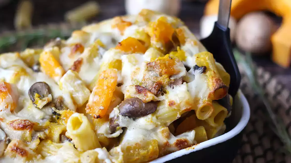 This baked pasta dish combines creaminess with the scent of fall, bringing the flavors of the season to the table