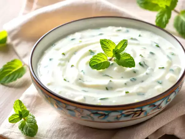 Quick greek yogurt sauce with mint: perfect for summer & meal prep