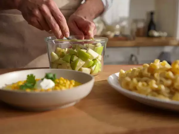 June 20 daily menu: start with creamy corn soup and finish with a light, zesty fruity salad