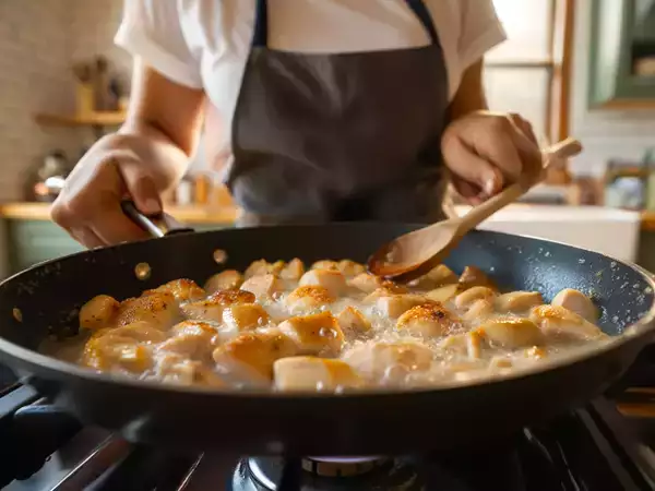 Why does chicken release so much liquid in the pan and the seasoning seem to vanish while cooking?
