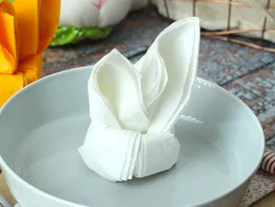 Try this cute bunny napkin folding for Easter!