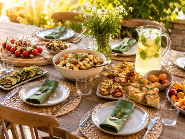 Stress-free summer aperitif dinner for 6: complete menu, exact quantities, and make-ahead timeline