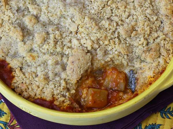 Make-ahead ratatouille crumble you can prepare in advance and serve equally delicious hot or cold