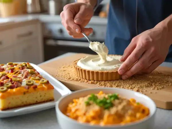 Daily menu, August 30: delightful ham, cheese, and olive cake, spicy buffalo chicken mac & cheese, and vegan cheesecakes