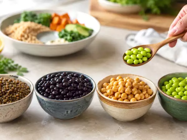 How much protein and fibre do lentils, beans, chickpeas and edamame actually give per portion?