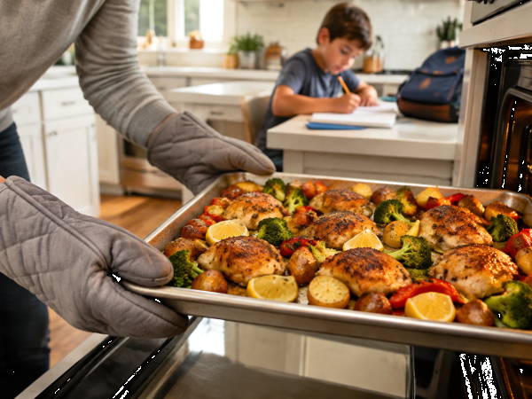School-night dinner feels impossible? Let the sheet pan do the work