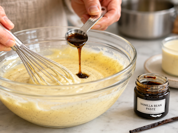 Vanilla beans too expensive? Use paste for custard flecks without the scraping