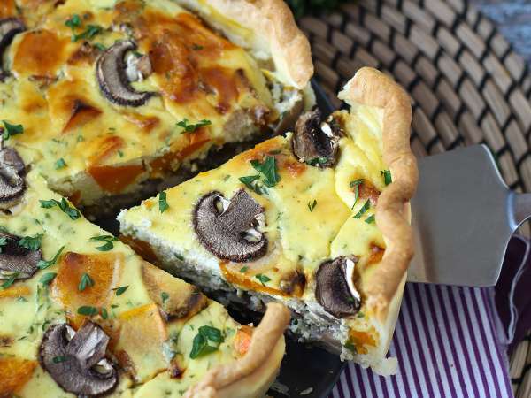 Bring the flavors of fall to your table with this simple, creamy pumpkin and mushroom quiche